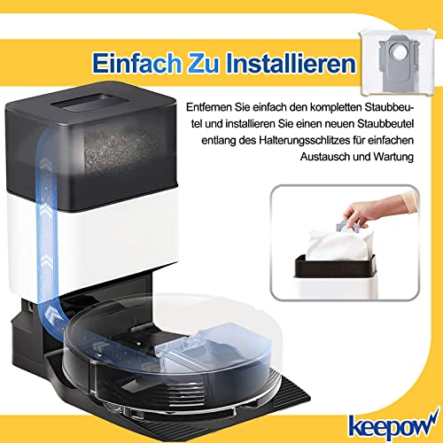 KEEPOW Staubbeutel für Roborock S7 Maxv Ultra Zubehör, Ersatzbeutel für Roborock S7 MaxV Ultra/ S7 Pro Ultra / Q7 MAX+ / Q5+ Staubsauger, 3L Großer Kapazität Absaugstation Ersatzteile (6 Stück)