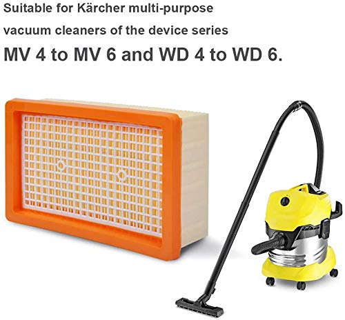 KEEPOW 12 Vacuum Cleaner Bags + 1 Flat Pleated Filter for Karcher WD4, WD5 and WD6 Wet & Dry Multi-Purpose Vacuum Cleaner