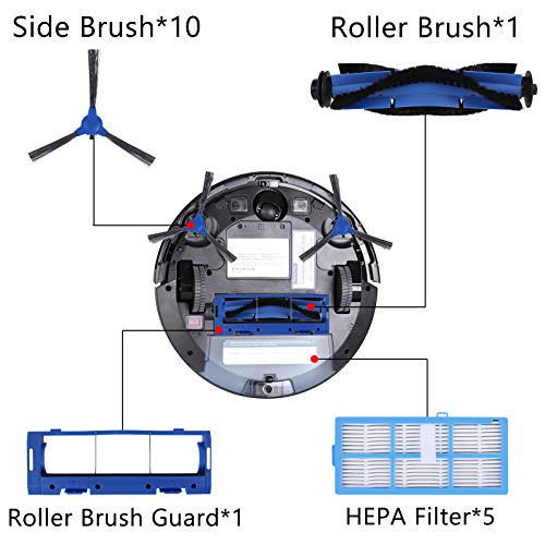 KEEPOW 3102R Kit accessori di ricambio per Kyvol E31 E30 e E20 Accessori Cybovac Robot Aspirapolvere con filtri HEPA Spugna/spazzole principali/ proteggi spazzola e spazzola di pulizia