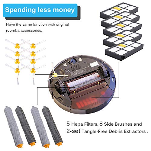 KEEPOW 5703M Ersatzteile für iRobot Roomba 900 800 Series, Seite Bürsten Hepa Filters Replacement Parts