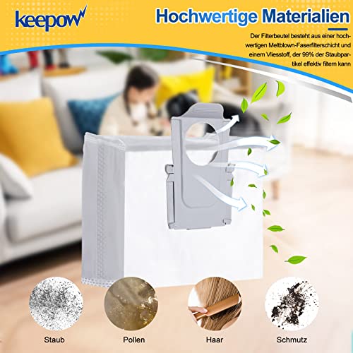 KEEPOW Staubbeutel für Roborock S7 Maxv Ultra Zubehör, Ersatzbeutel für Roborock S7 MaxV Ultra/ S7 Pro Ultra / Q7 MAX+ / Q5+ Staubsauger, 3L Großer Kapazität Absaugstation Ersatzteile (6 Stück)