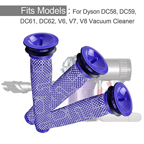 KEEPOW Filtre pour Aspirateur Dyson V8 V7 V6 DC62 Accessoire, Pre-Moteur Filtres de Rechange pour Dyson DC58 DC59 DC61 965661-01 Lot de 3