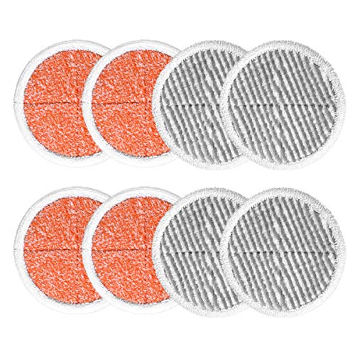 KEEPOW 8 Pack for Bissell Spinwave Pads, Replacement Compatible with Bissell Spinwave 2052E, 2039A, 2124, 2037 (4 Orange + 4 Grey)