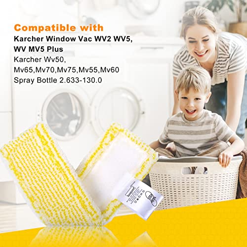 KEEPOW 4 PCS WV Bonnettes Microfibre Accessoire pour Karcher Nettoyeur de Vitres WV 2 Plus N, WV 2 Premium, WV 5 Plus N, WV 5 Premium, WV6 Plus