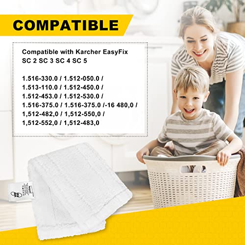 KEEPOW 5 Mikrofaser-Tuchset Kompatibel für Kärcher Dampfreiniger EasyFix SC 2, SC 3, SC 4, SC 5 Bodendüse