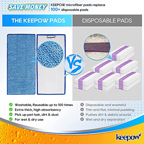 KEEPOW Microfiber Wet Jet Mop Pads 5 Pcs