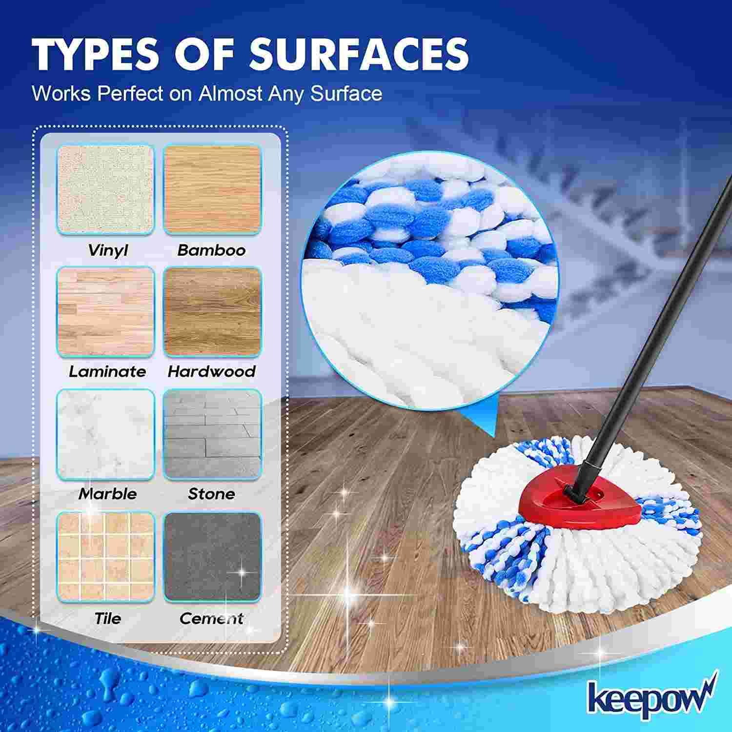 Keepow Microfiber Mop Refills Compatible with EasyWring RinseClean 2 Tank System