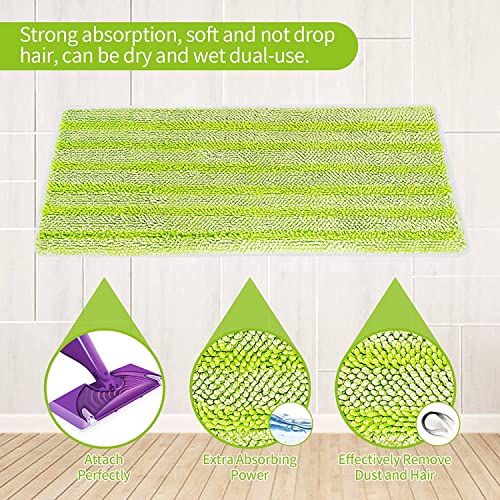 KEEPOW 11.8*5.5 Inches Green Microfiber Mop Pads 5 Pcs