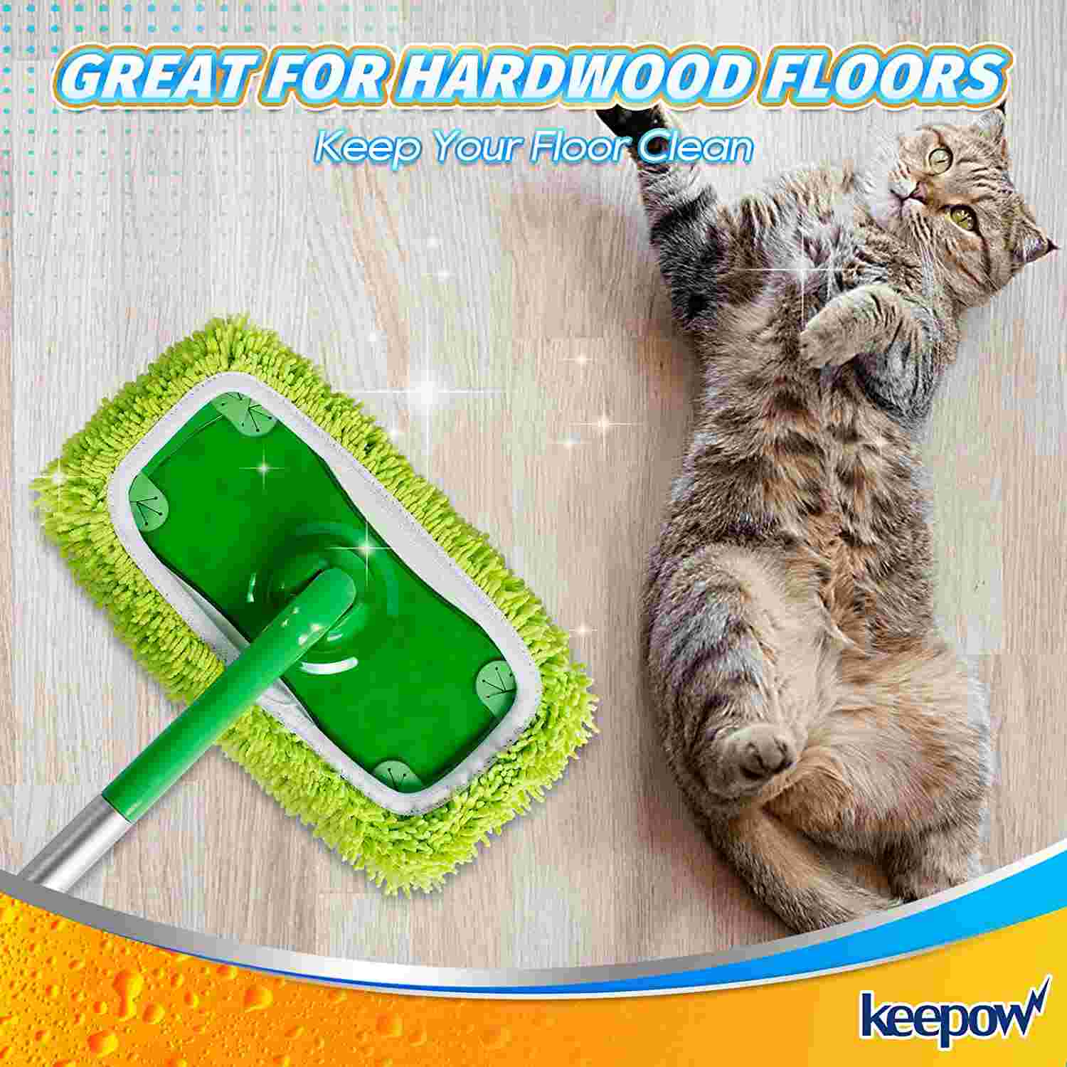 KEEPOW Reusable & Washable Microfiber Mop Pads Refills for Swiffer Sweeper