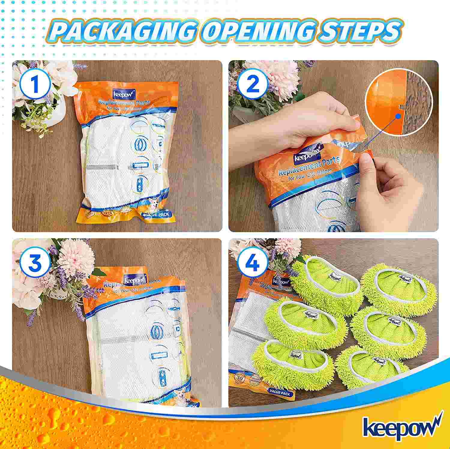 KEEPOW Dry Sweeping/Wet Mopping Cloths for Hard-Surface/Hardwood Floor Cleaning