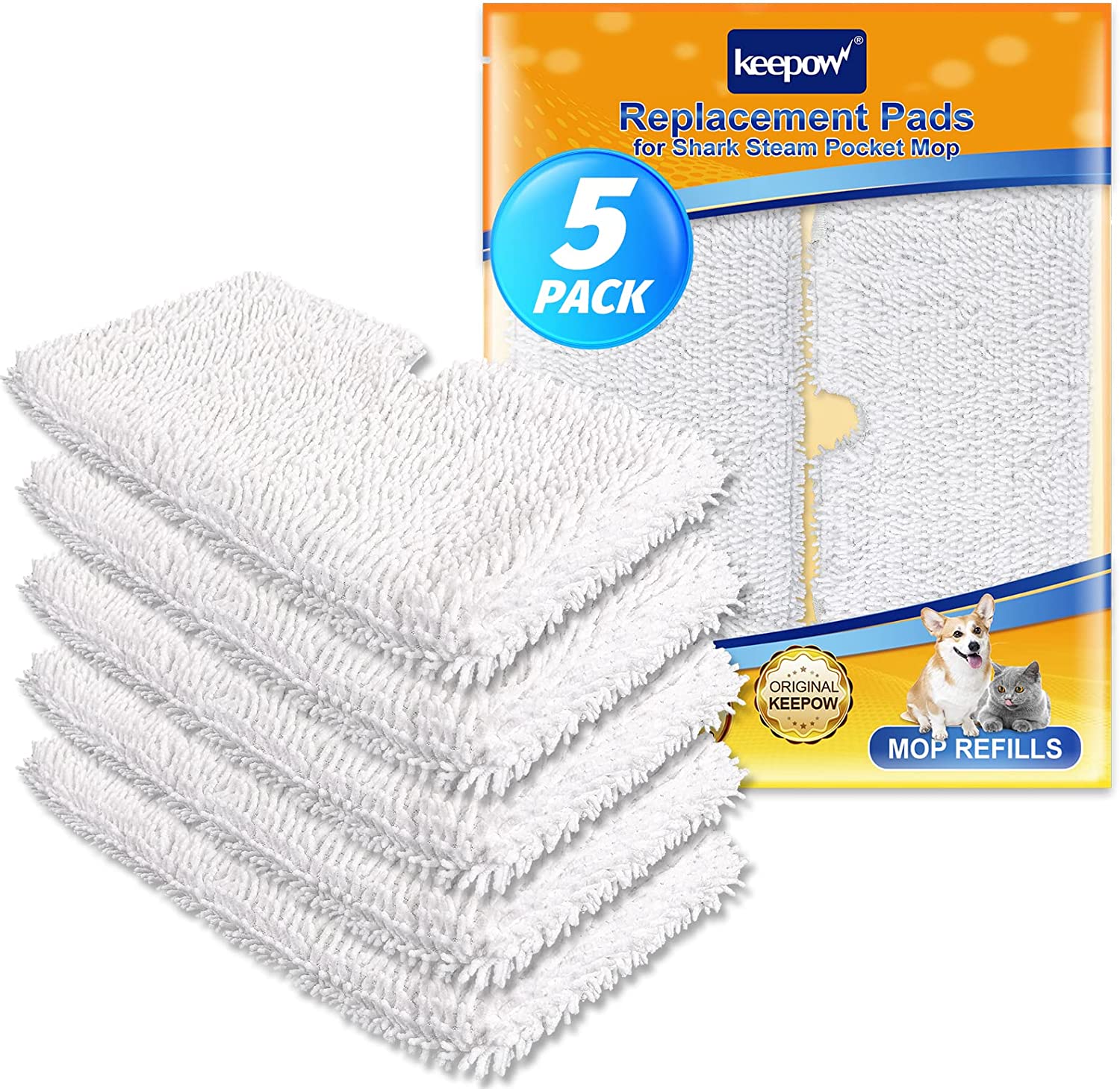 KEEPOW Steam Mop Replacement Pads for Shark(5 Pack)