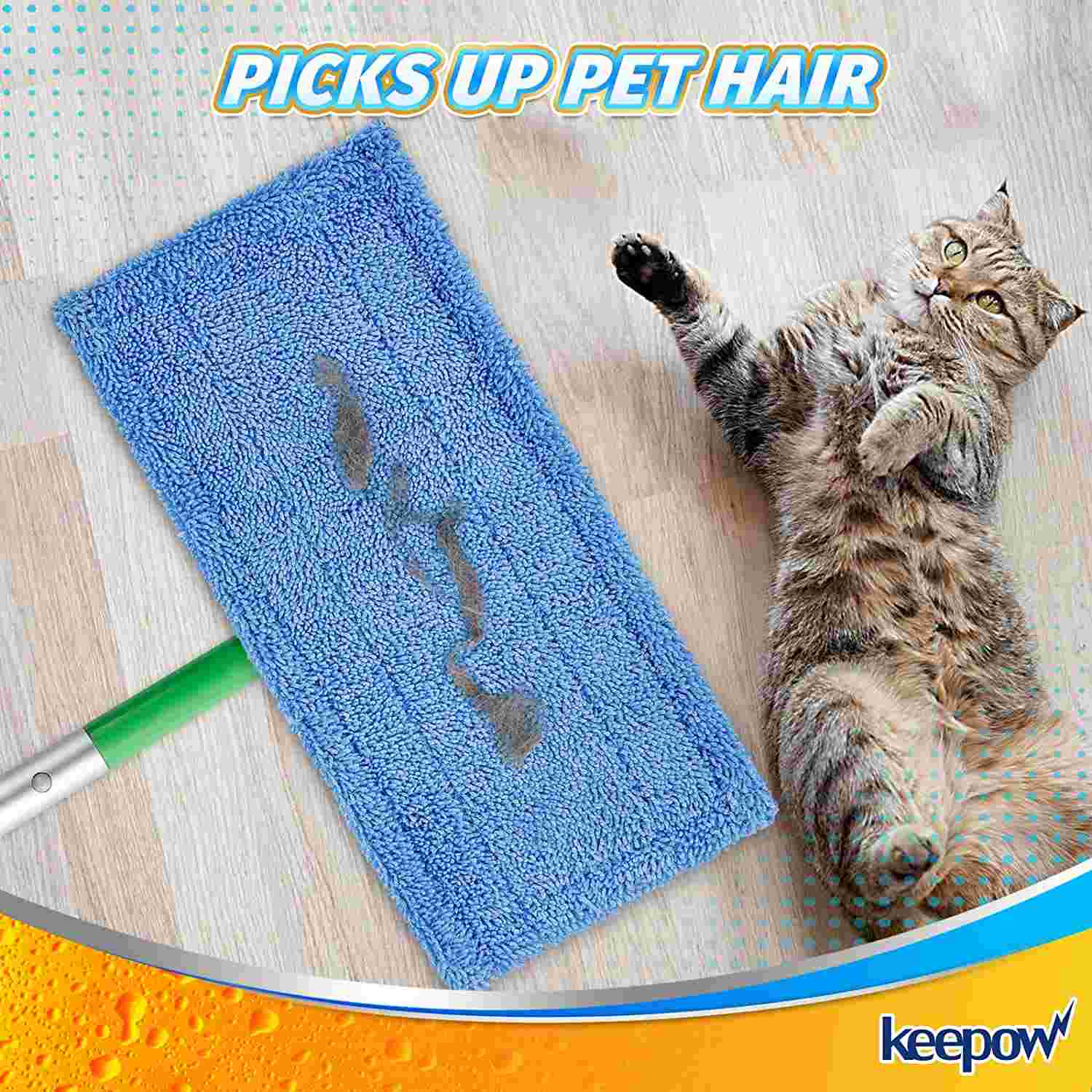 KEEPOW Reusable Replacement Pads for Swiffer Sweeper 2-in-1 Mops