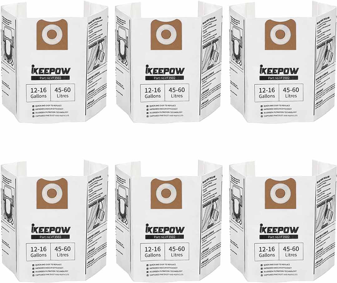 KEEPOW 12-16 Gallon Shop Vac Bags for Ridgid 6 Pcs