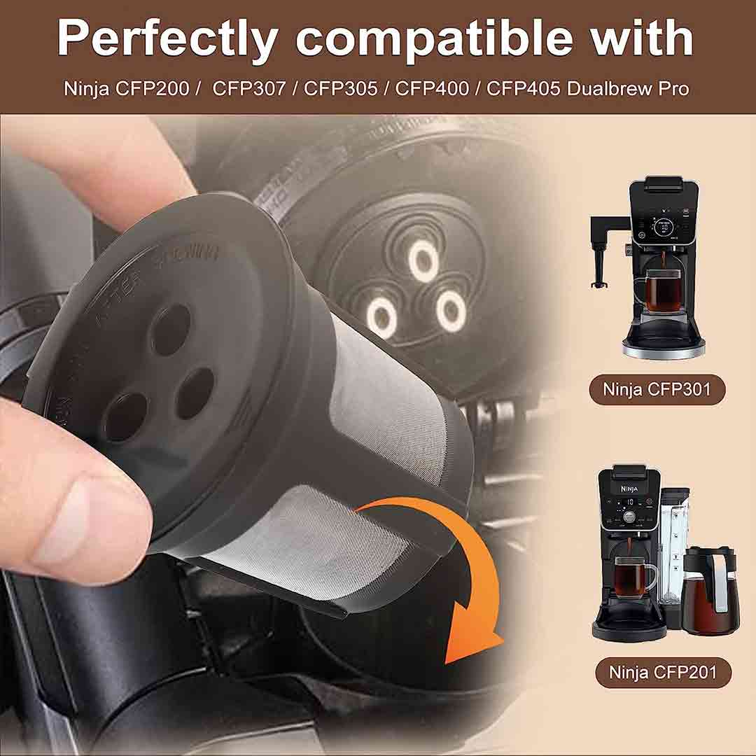 Reusable K Cups Pods Compatible with Ninja Dual Brew Pro Specialty Coffee Maker,Reusable Coffee Filter Accessories Fits Ninja Cfp201 Cfp301 CFP305