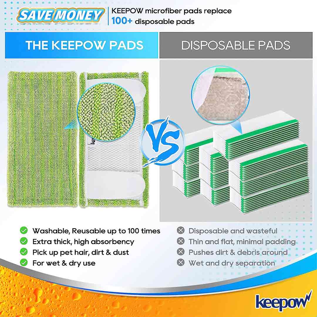 KEEPOW 4 Pcs Green Reusable Pads