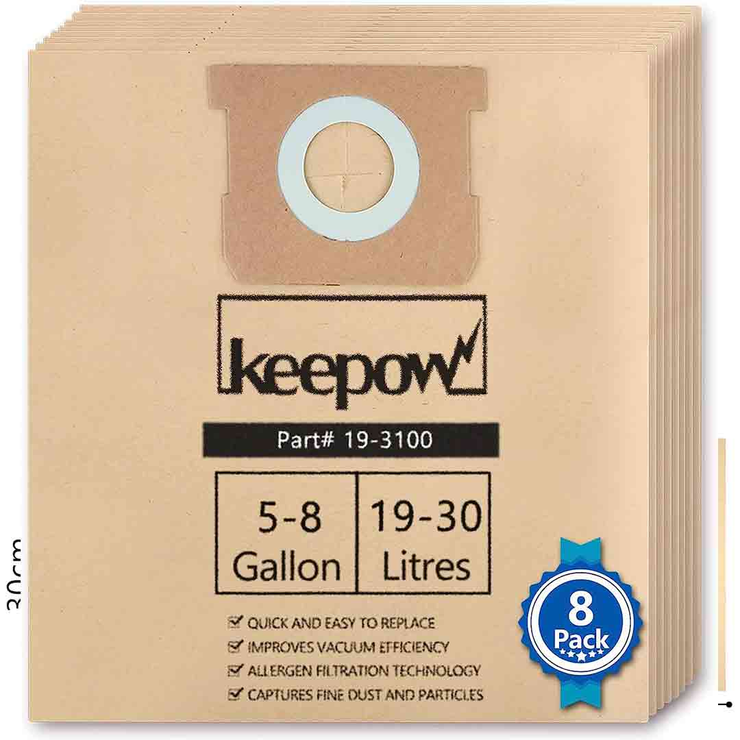KEEPOW 5602D Shop Vac Bags for Stanley 5 to 6 Gallon Vacuum 8 Pcs