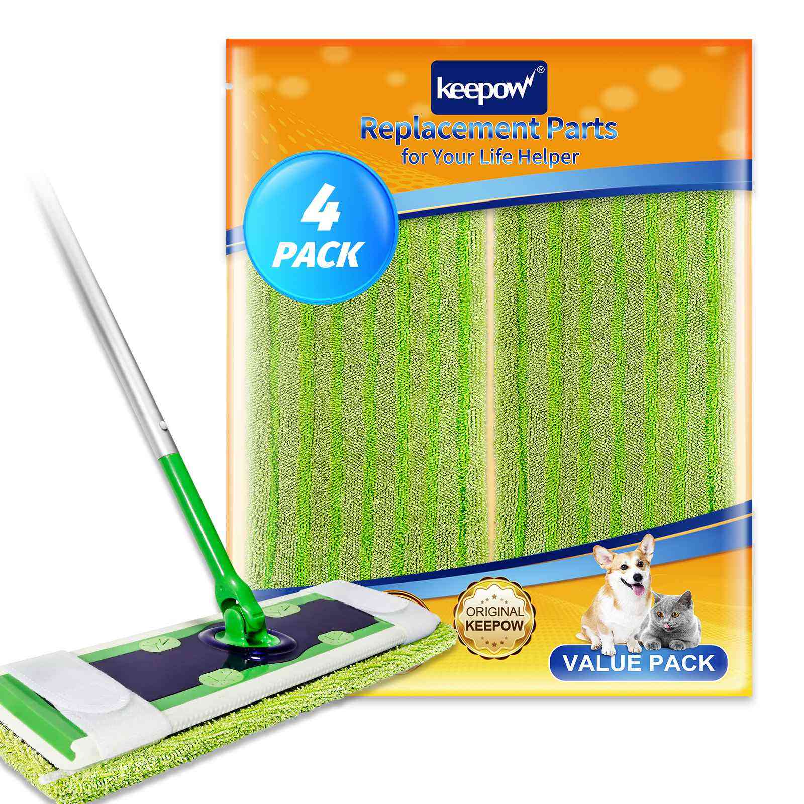 KEEPOW Reusable Pads for Swiffer Sweeper XL Mop 4-Pack