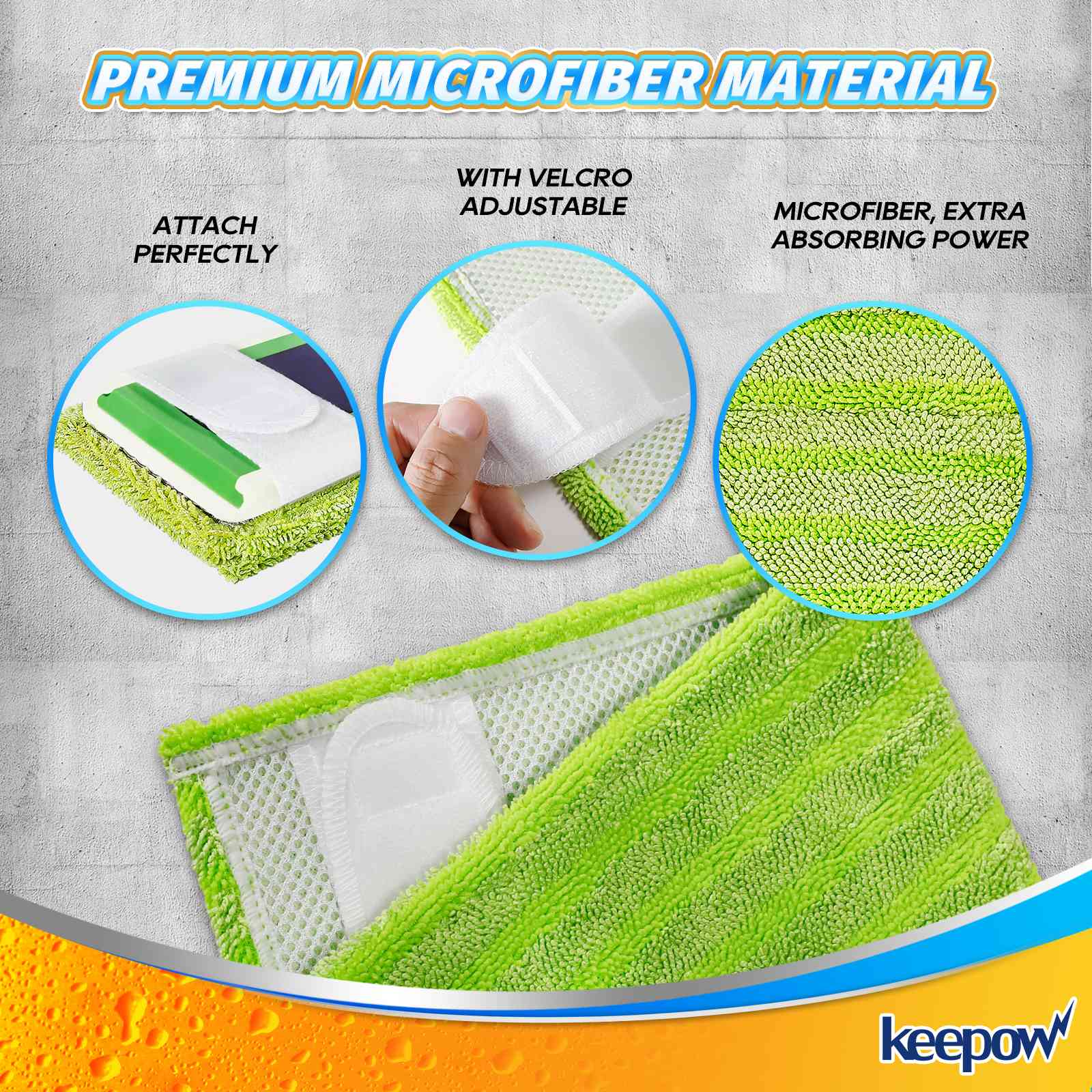 Keepow Washable Microfiber Pads for Surface/Hardwood Floor Cleaning (4 Pack)