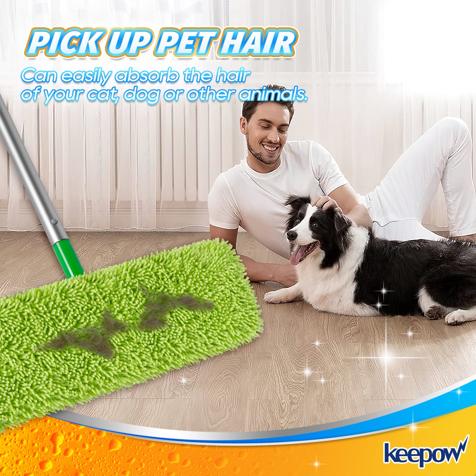 Keepow Wet Mopping Cloths, Washable Microfiber XL Wet Pads Refills for Surface/Hardwood Floor Cleaning