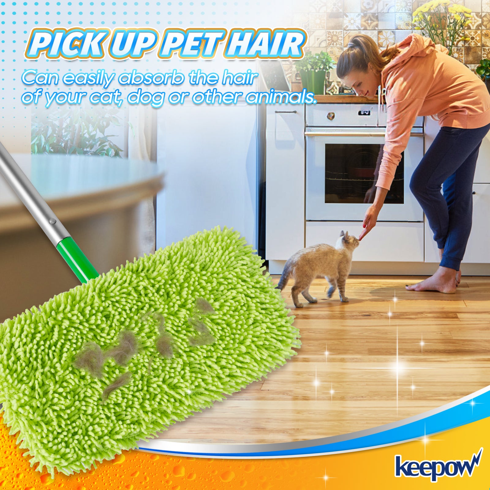 Keepow  Dry Sweeping Cloths, Washable Wet Mopping Cloth Refills for Surface/Hardwood Floor Cleaning