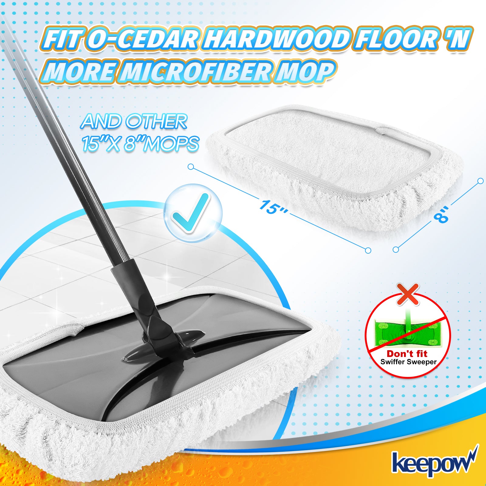 KEEPOW 4202M Replacements Mop Pads for O-Cedar 6 Pcs